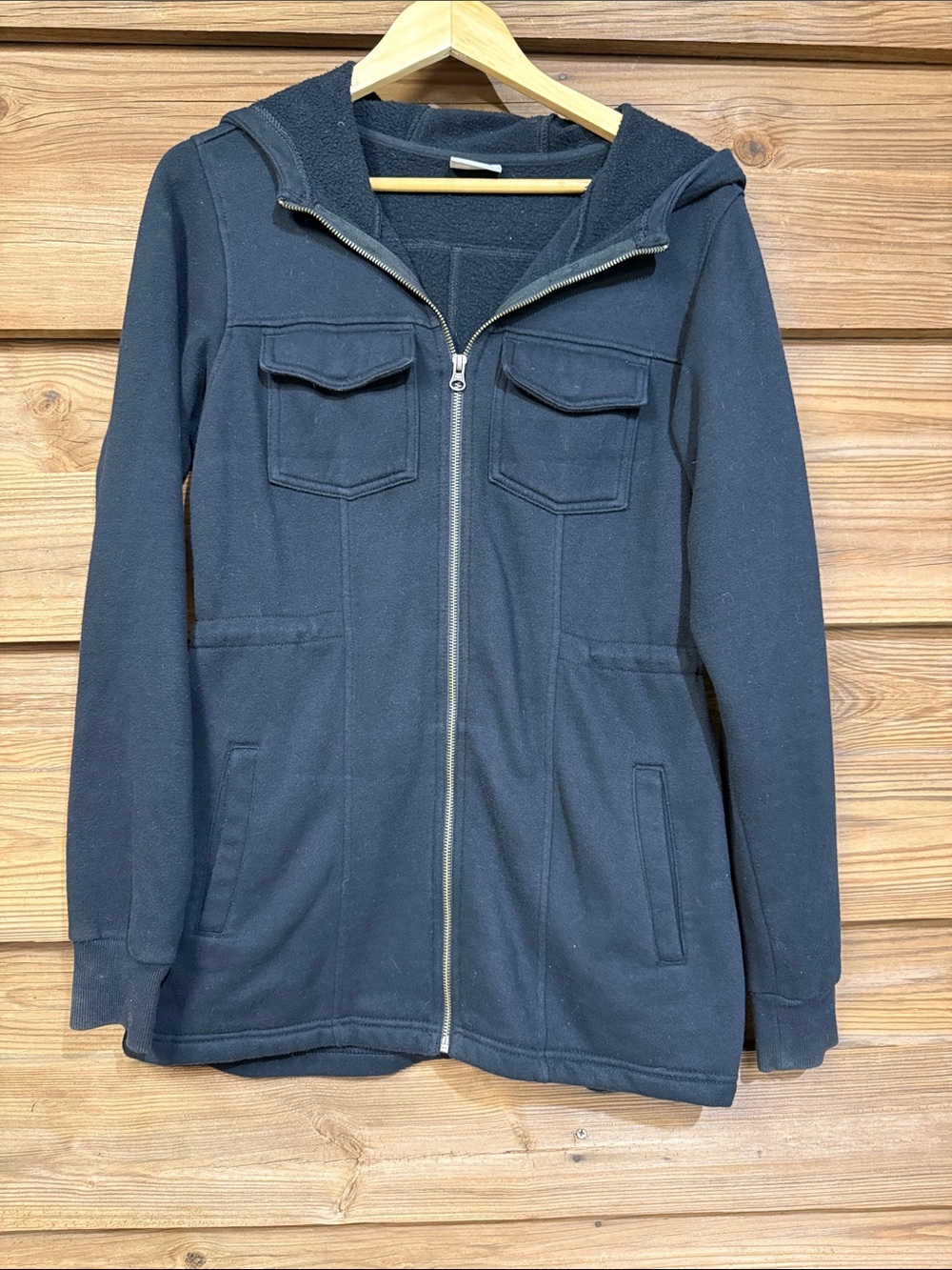 Columbia Black Hooded Zip-Up Utility Jacket